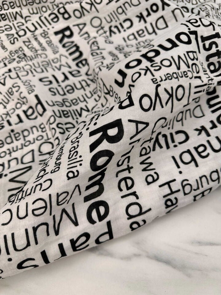 Yazı Desen Çift Katlı Muslim Kumaş Yumuşak Dökümlü