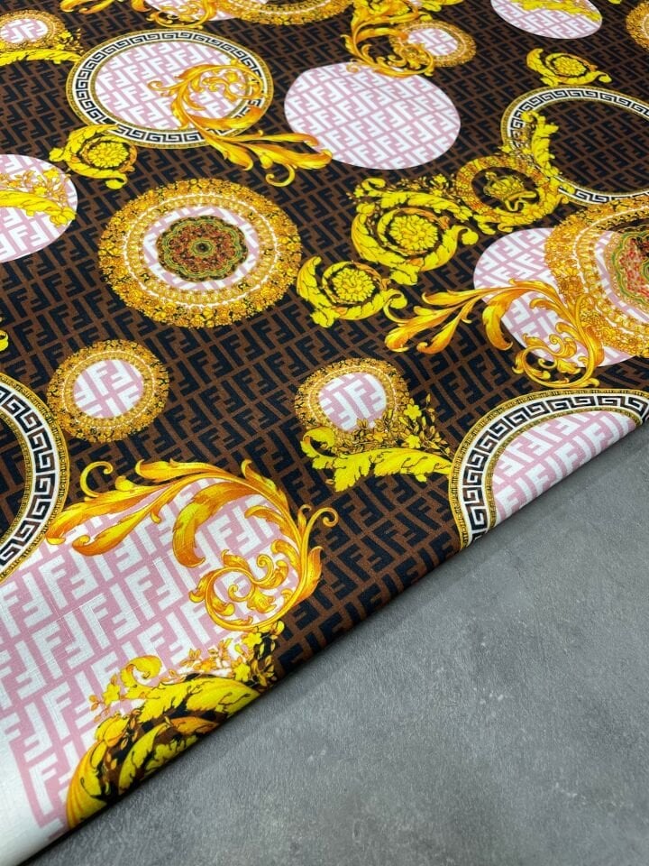 Marselona Desen Likralı Elbiselik Pantolonluk Dabıl Krep