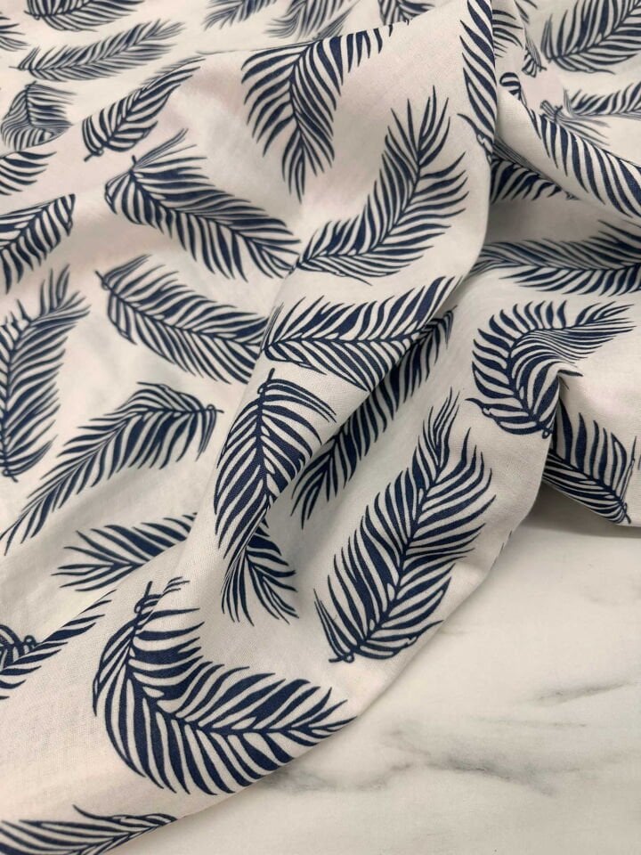 Yaprak Desen Çift Katlı Muslim Kumaş Yumuşak Dökümlü