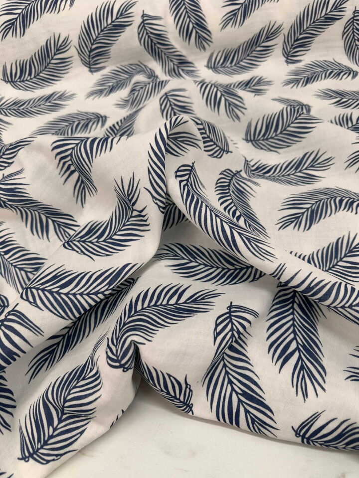 Yaprak Desen Çift Katlı Muslim Kumaş Yumuşak Dökümlü