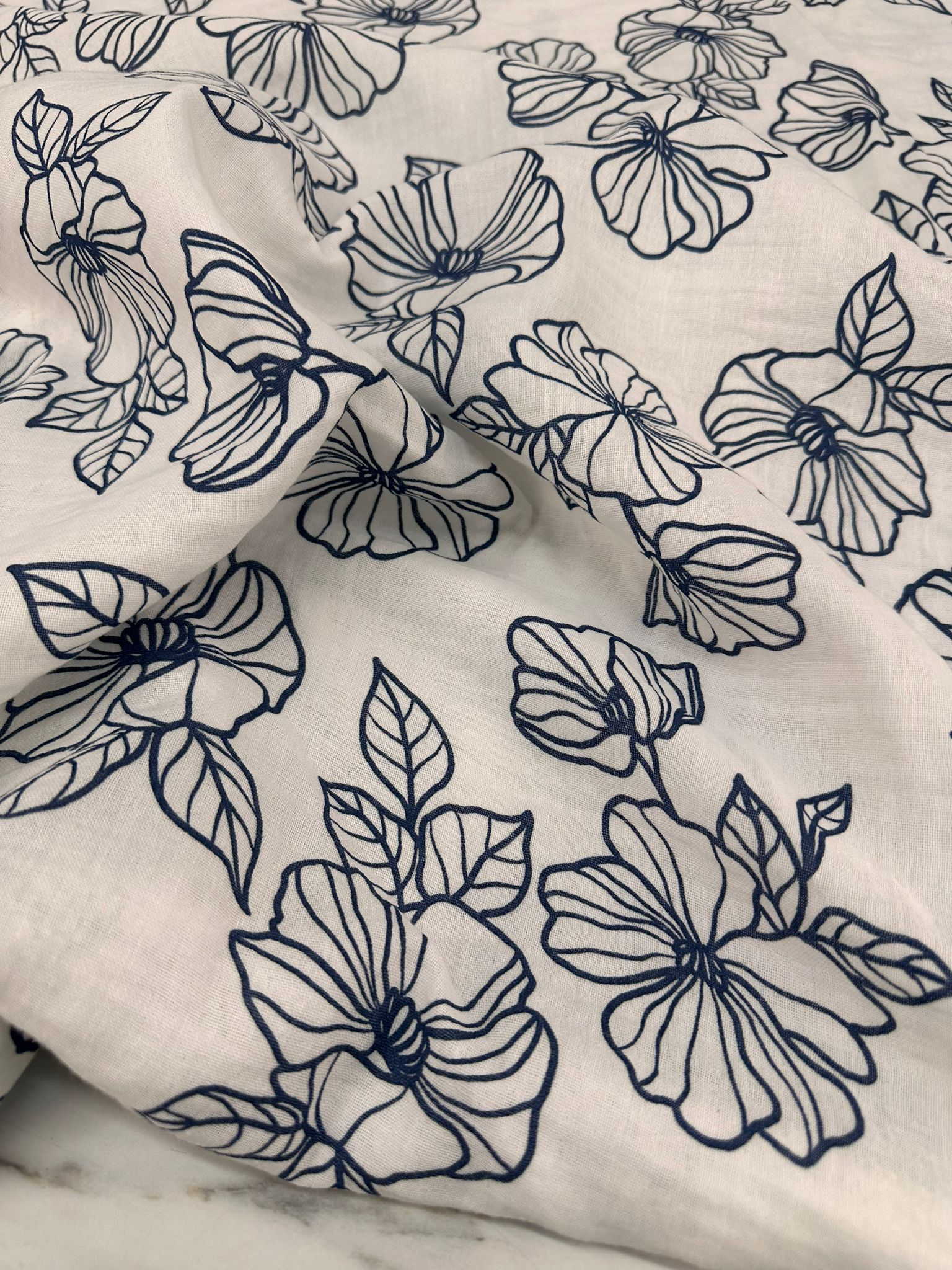 Çiçek Desen Çift Katlı Muslim Kumaş Yumuşak Dökümlü