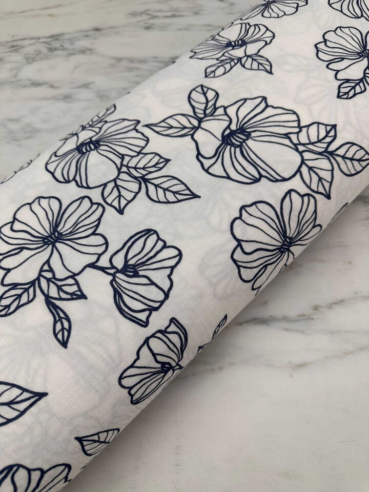 Çiçek Desen Çift Katlı Muslim Kumaş Yumuşak Dökümlü