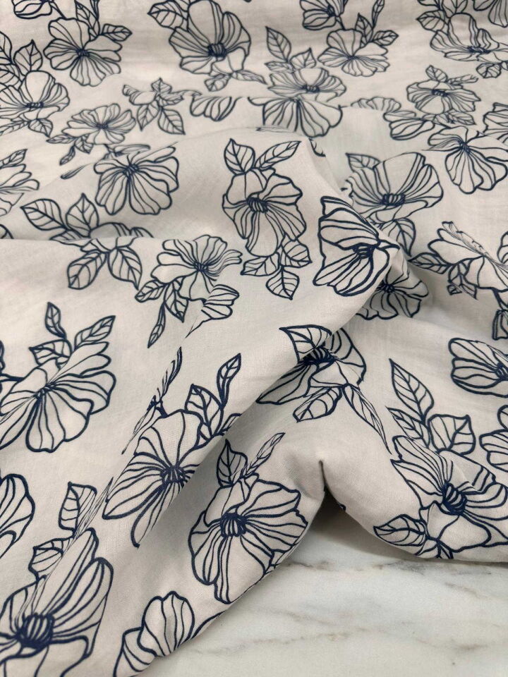 Çiçek Desen Çift Katlı Muslim Kumaş Yumuşak Dökümlü