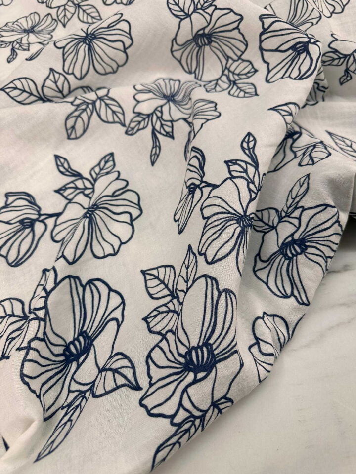 Çiçek Desen Çift Katlı Muslim Kumaş Yumuşak Dökümlü