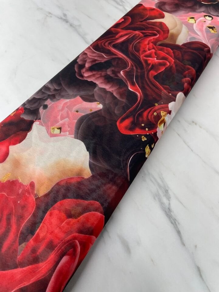 Kırmızı Verona Desen Elbiselik Şifon Kumaş