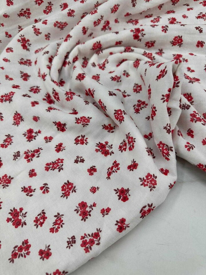 Çiçek Desen Çift Katlı Muslim Kumaş Yumusak Dökümlü