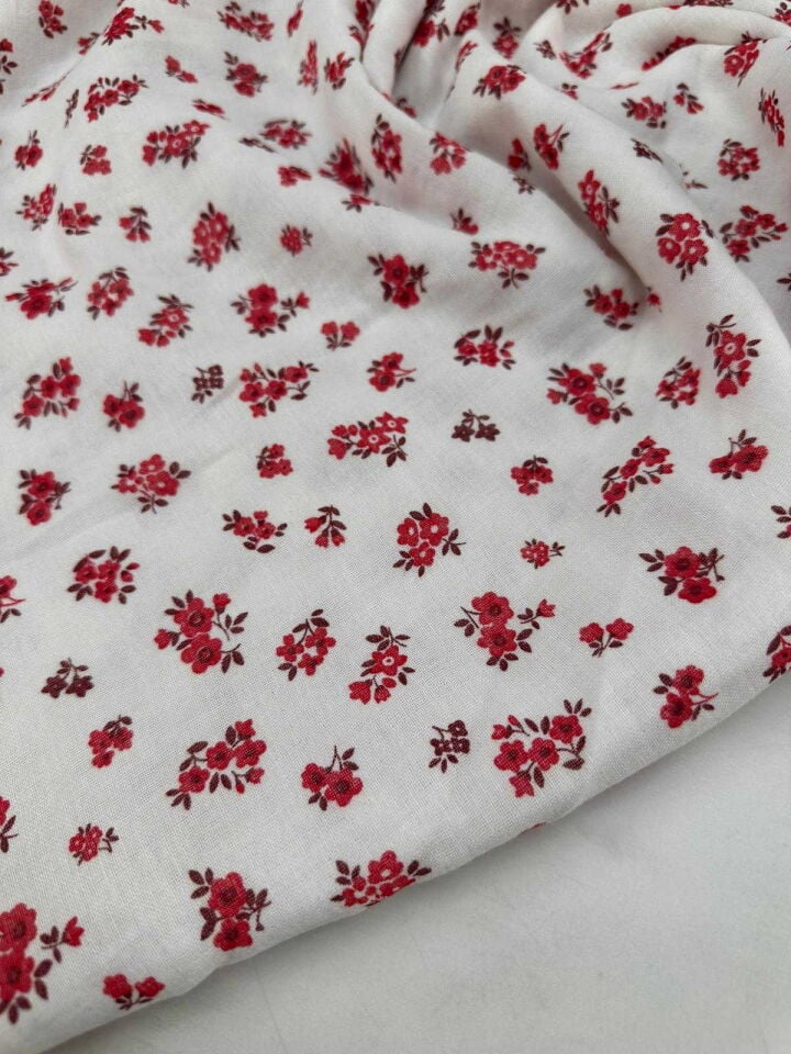 Çiçek Desen Çift Katlı Muslim Kumaş Yumusak Dökümlü