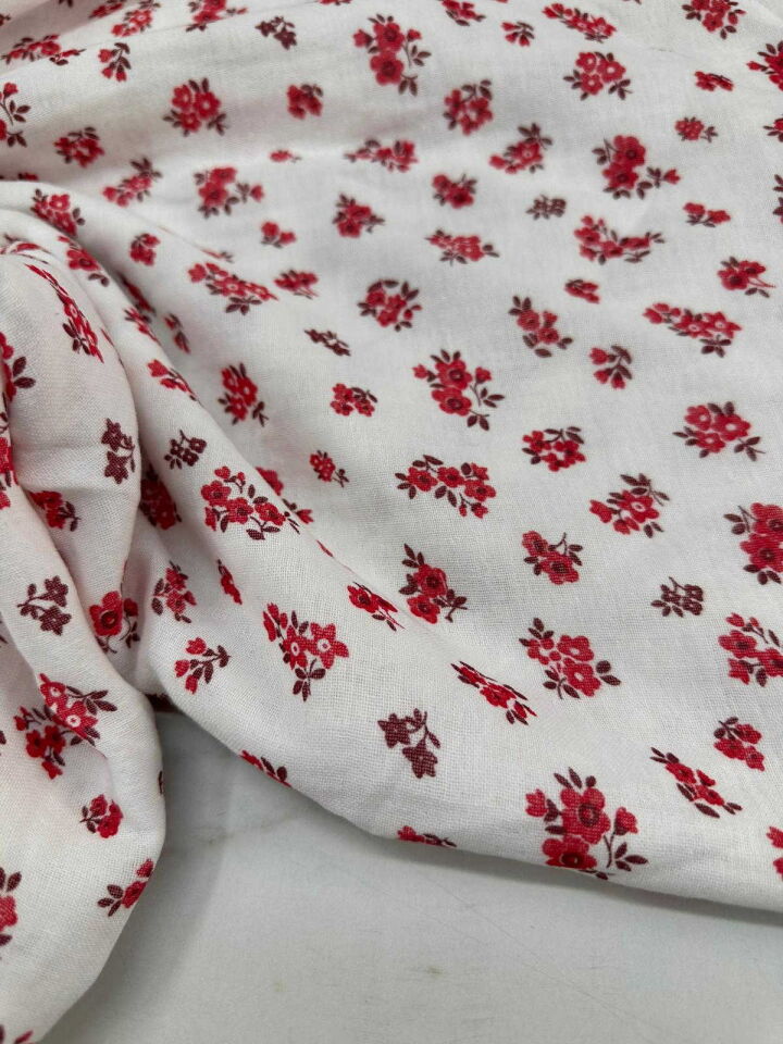 Çiçek Desen Çift Katlı Muslim Kumaş Yumusak Dökümlü