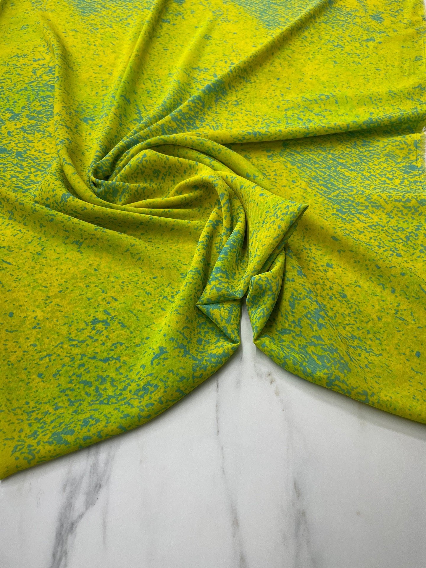 Sarı Desen Elbiselik Şifon Kumaş