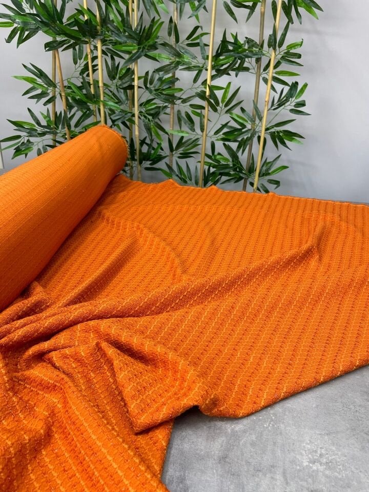 Turuncu Şanel Elbiselik Kumaş