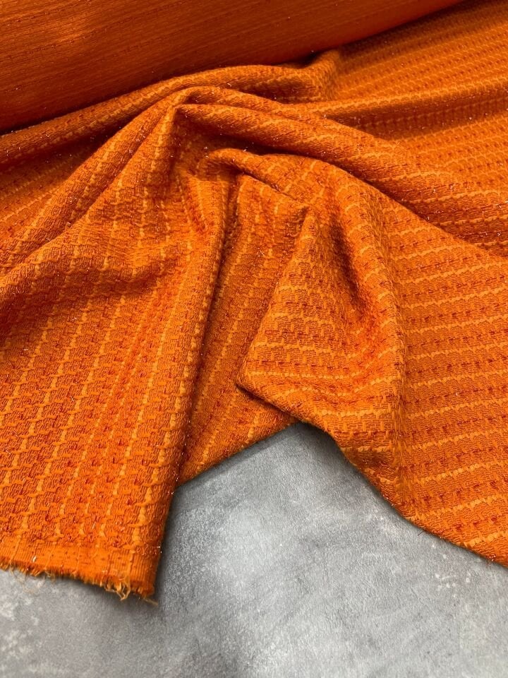 Turuncu Şanel Elbiselik Kumaş