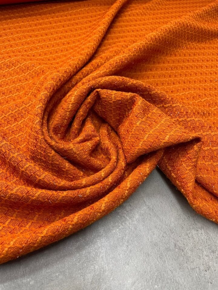 Turuncu Şanel Elbiselik Kumaş