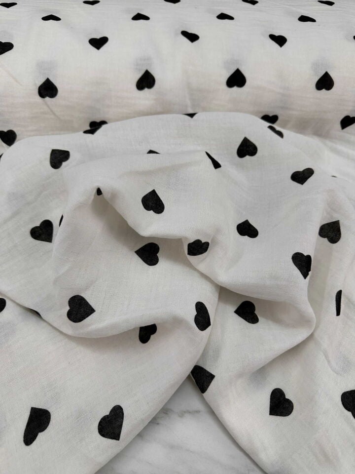 Kalp Desen Çift Katlı Muslim Kumaş Yumuşak Dökümlü