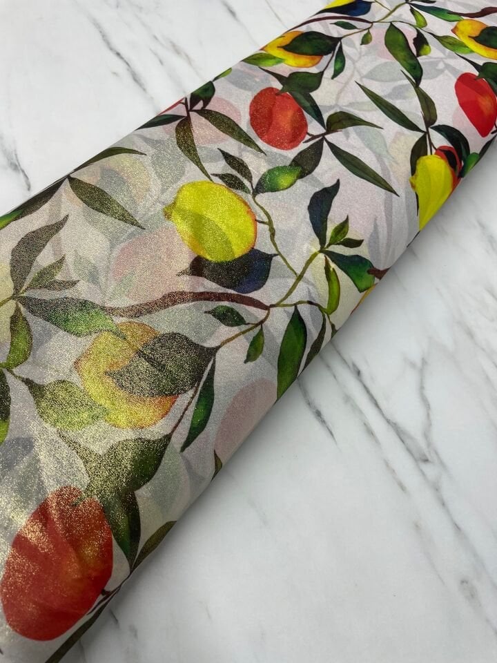 Desenli Simli Şifon Elbise Etek Gömlek Şal