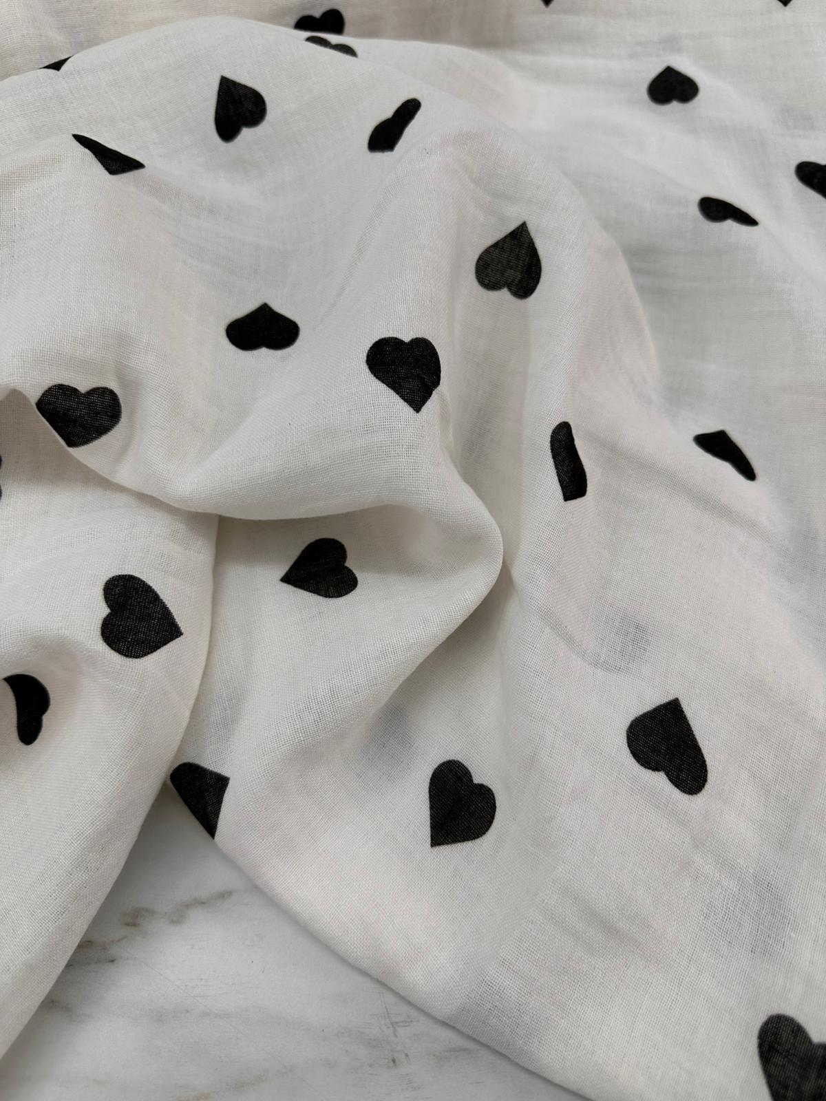 Kalp Desen Çift Katlı Muslim Kumaş Yumuşak Dökümlü