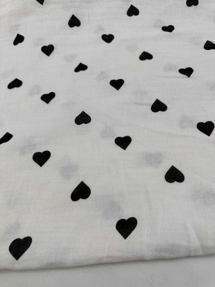 Kalp Desen Çift Katlı Muslim Kumaş Yumuşak Dökümlü