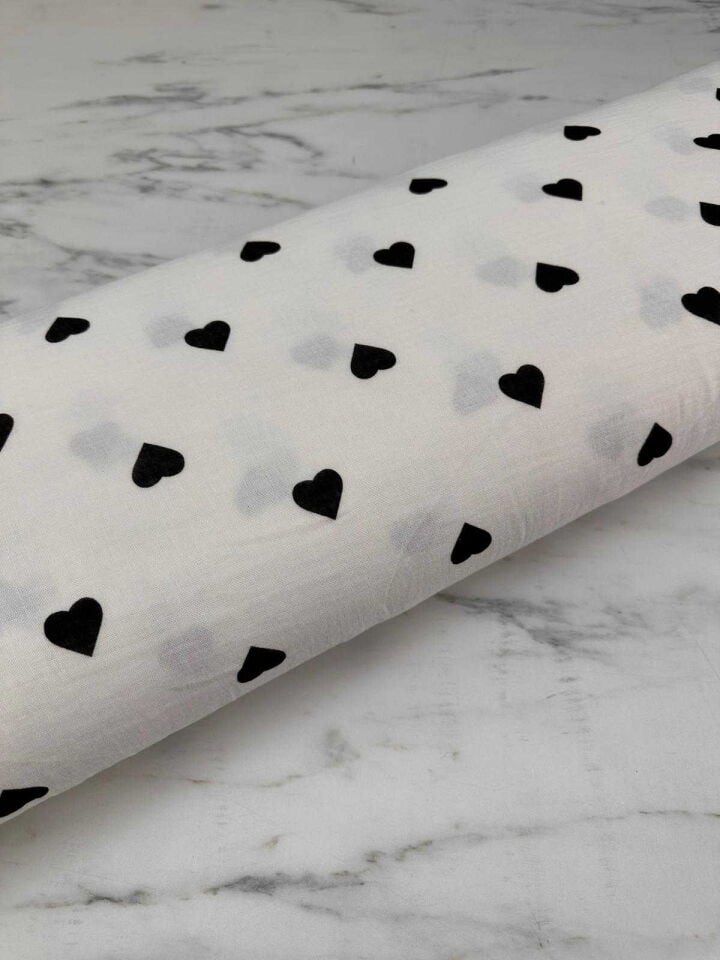 Kalp Desen Çift Katlı Muslim Kumaş Yumuşak Dökümlü