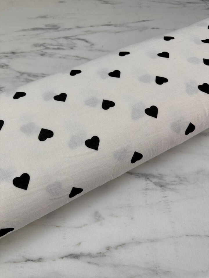 Kalp Desen Çift Katlı Muslim Kumaş Yumuşak Dökümlü