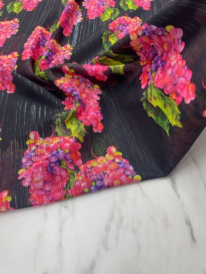 Desenli Simli Şifon Elbise Etek Gömlek Şal