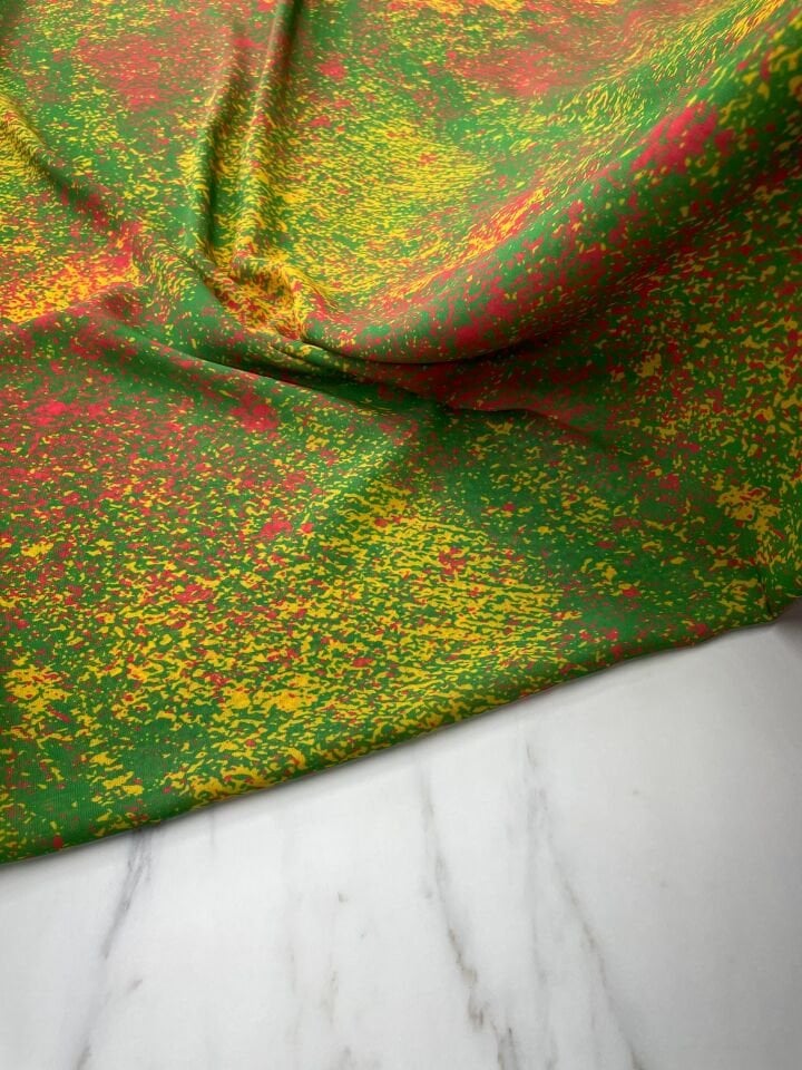 Yeşil Desen Elbiselik Şifon Kumaş