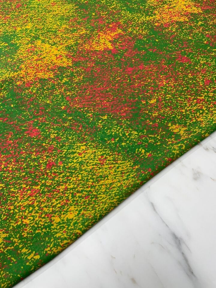 Yeşil Desen Elbiselik Şifon Kumaş