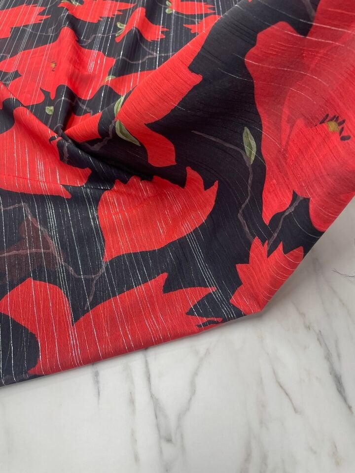 Desenli Simli Şifon Elbise Etek Gömlek Şal