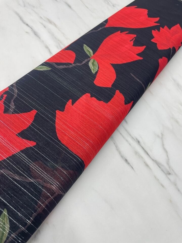 Desenli Simli Şifon Elbise Etek Gömlek Şal