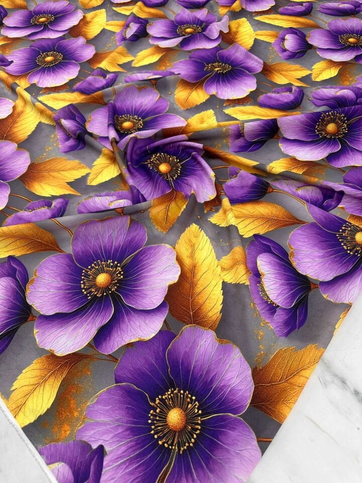 Fantazi Desen Dijital Baskı Krep Kumaş Yumuşak Dökümlü