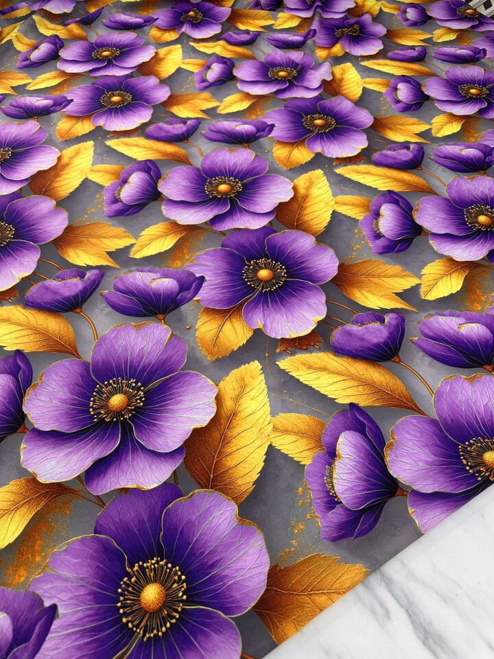 Fantazi Desen Dijital Baskı Krep Kumaş Yumuşak Dökümlü