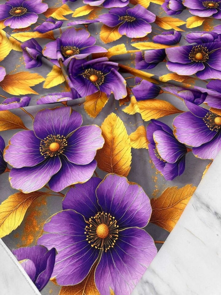 Fantazi Desen Dijital Baskı Krep Kumaş Yumuşak Dökümlü