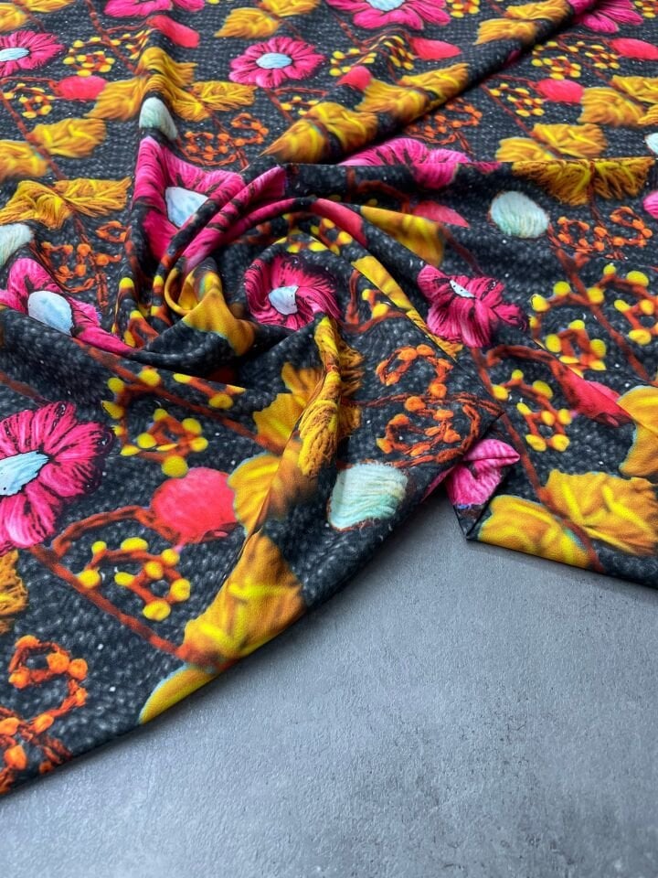 Motif Desen Elbiselik pantolonluk Dabıl Krep