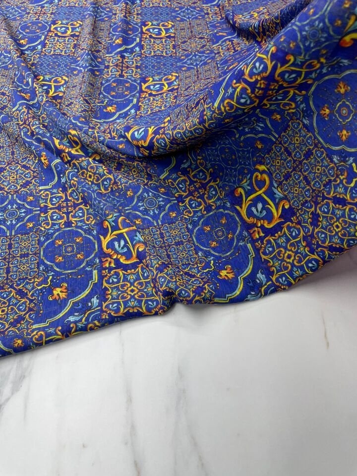 Özbek Desen Elbiselik Şifon Kumaş