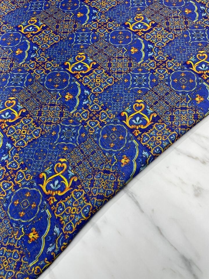 Özbek Desen Elbiselik Şifon Kumaş