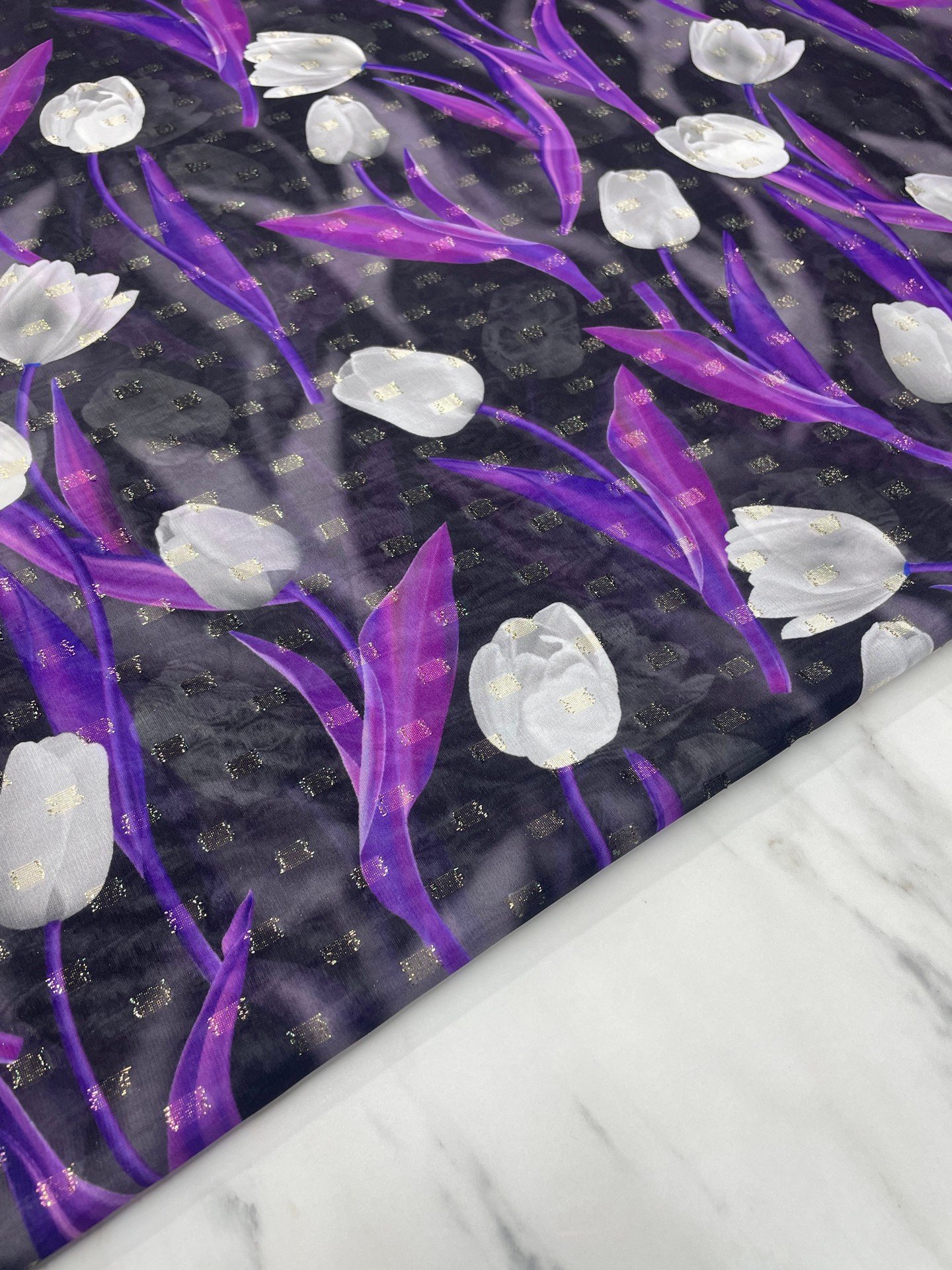 Desenli Simli Şifon Elbise Etek Gömlek Şalvar