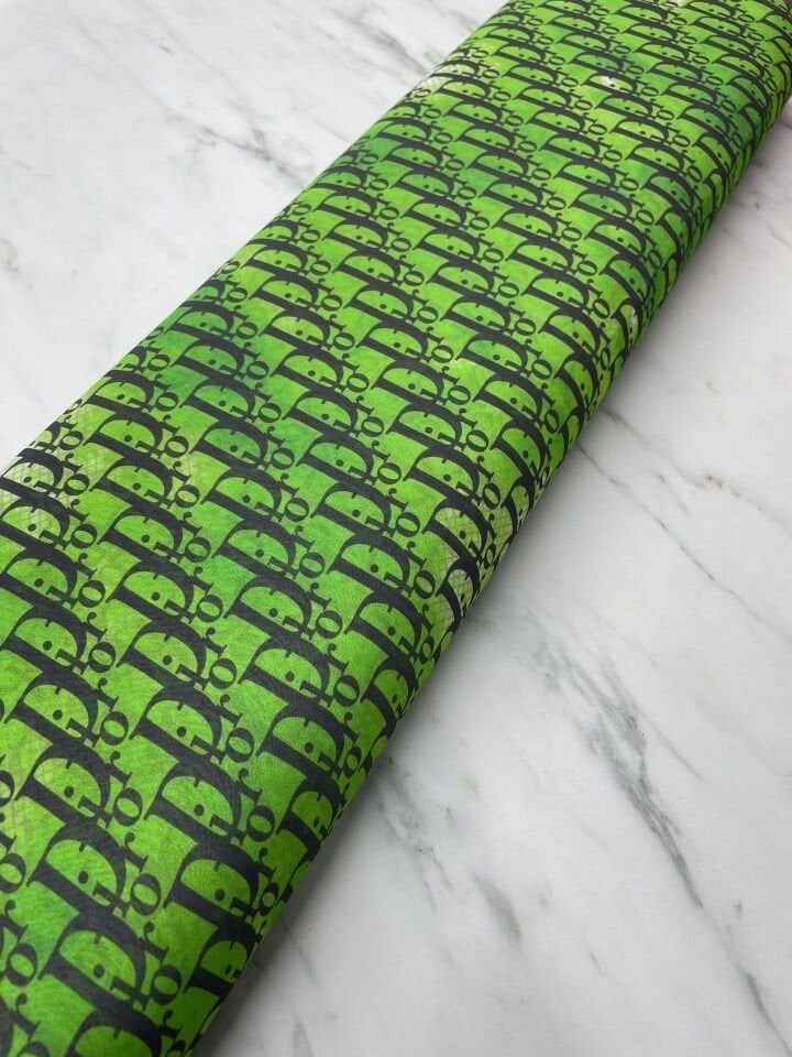 Yeşil Dr Desen Elbiselik Şifon Kumaş