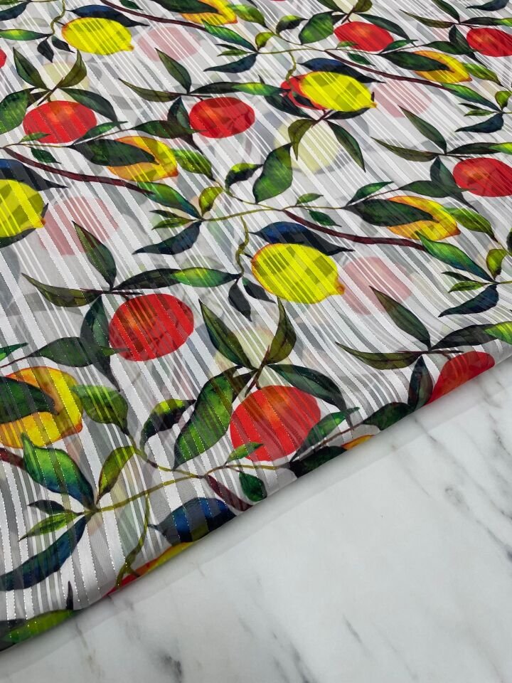 Desenli Simli Şifon Elbise Etek Gömlek Şal