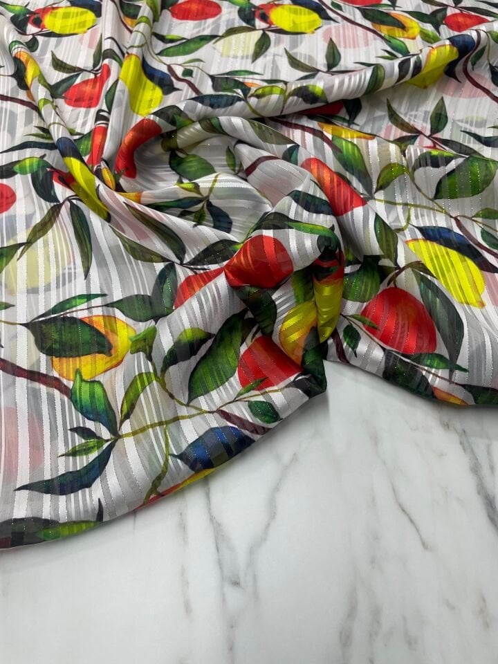 Desenli Simli Şifon Elbise Etek Gömlek Şal