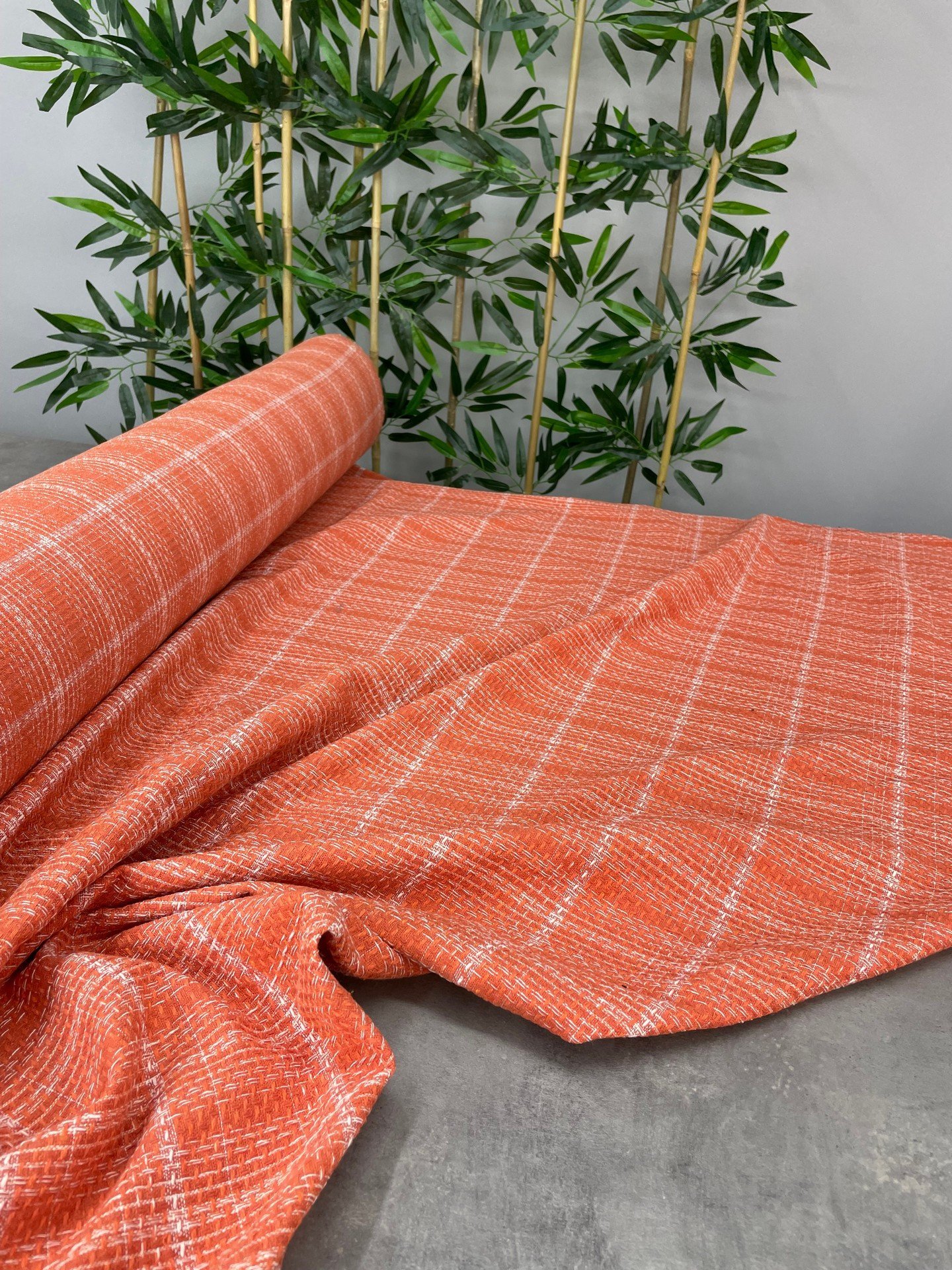 Turuncu Şanel Elbiselik Kumaş