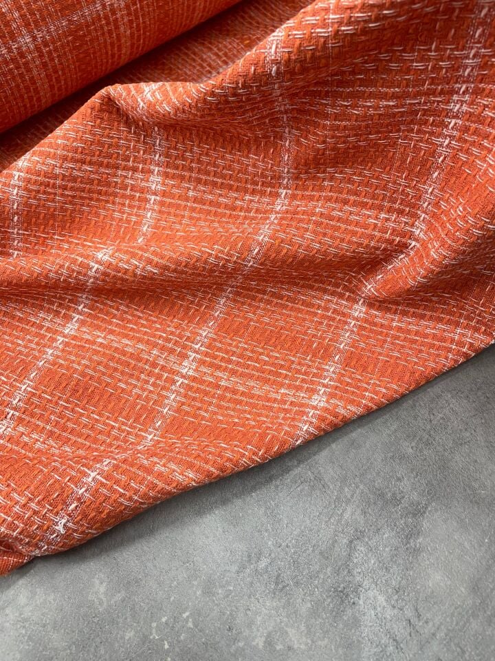 Turuncu Şanel Elbiselik Kumaş