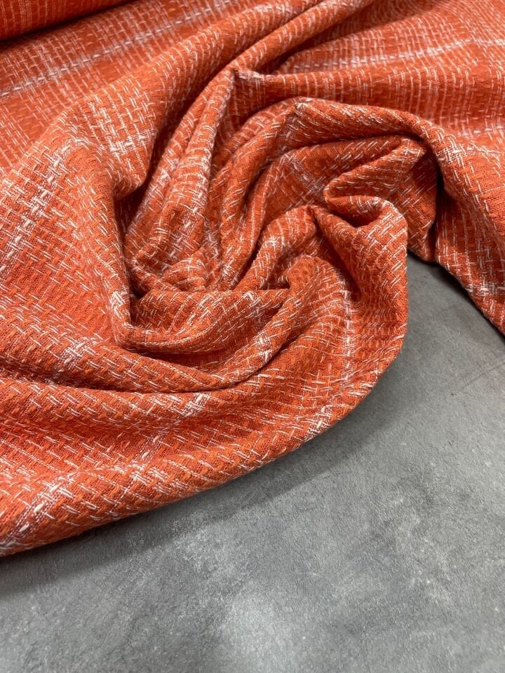 Turuncu Şanel Elbiselik Kumaş