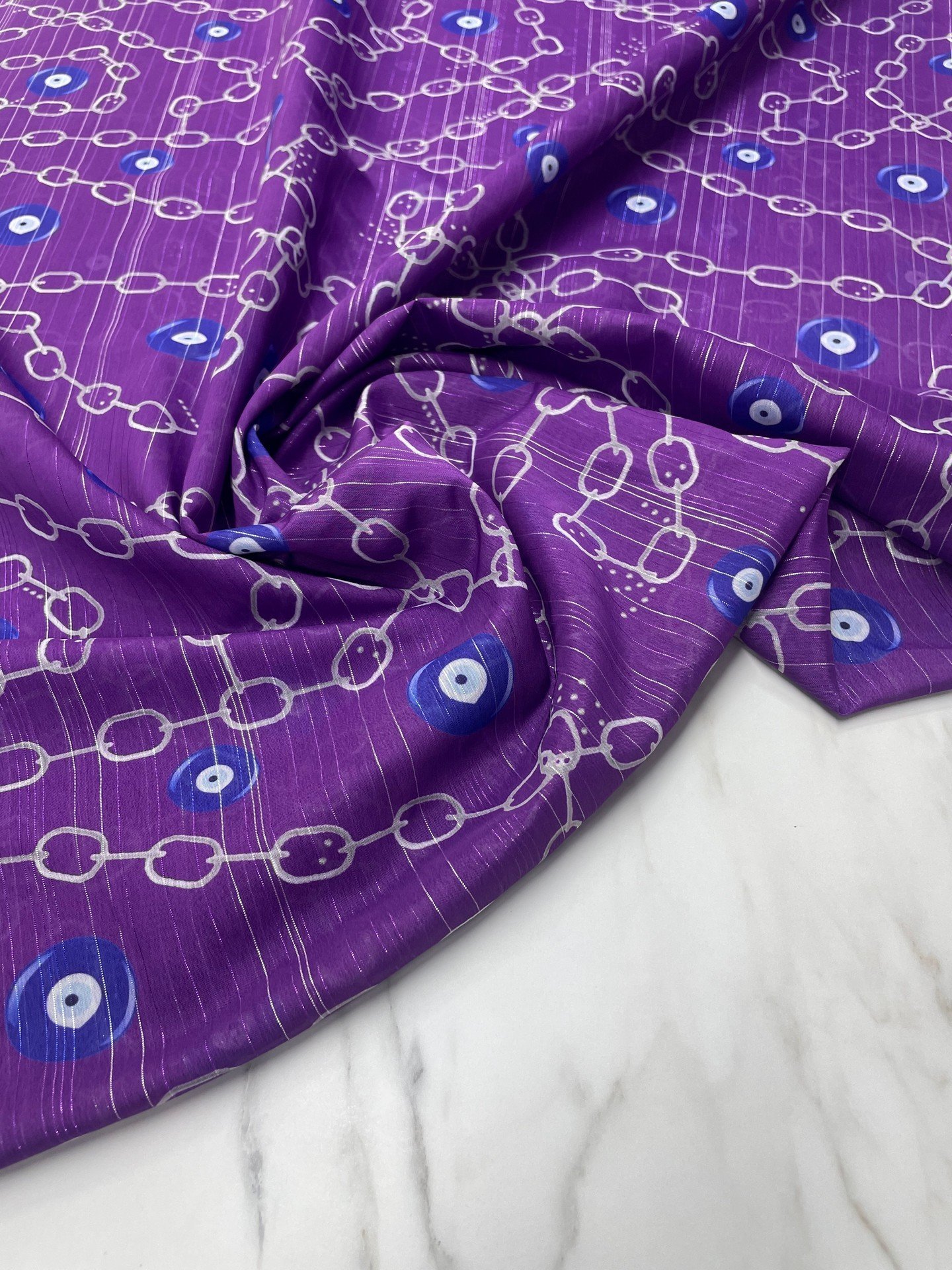 Desenli Simli Şifon Elbise Etek Gömlek Şalvar