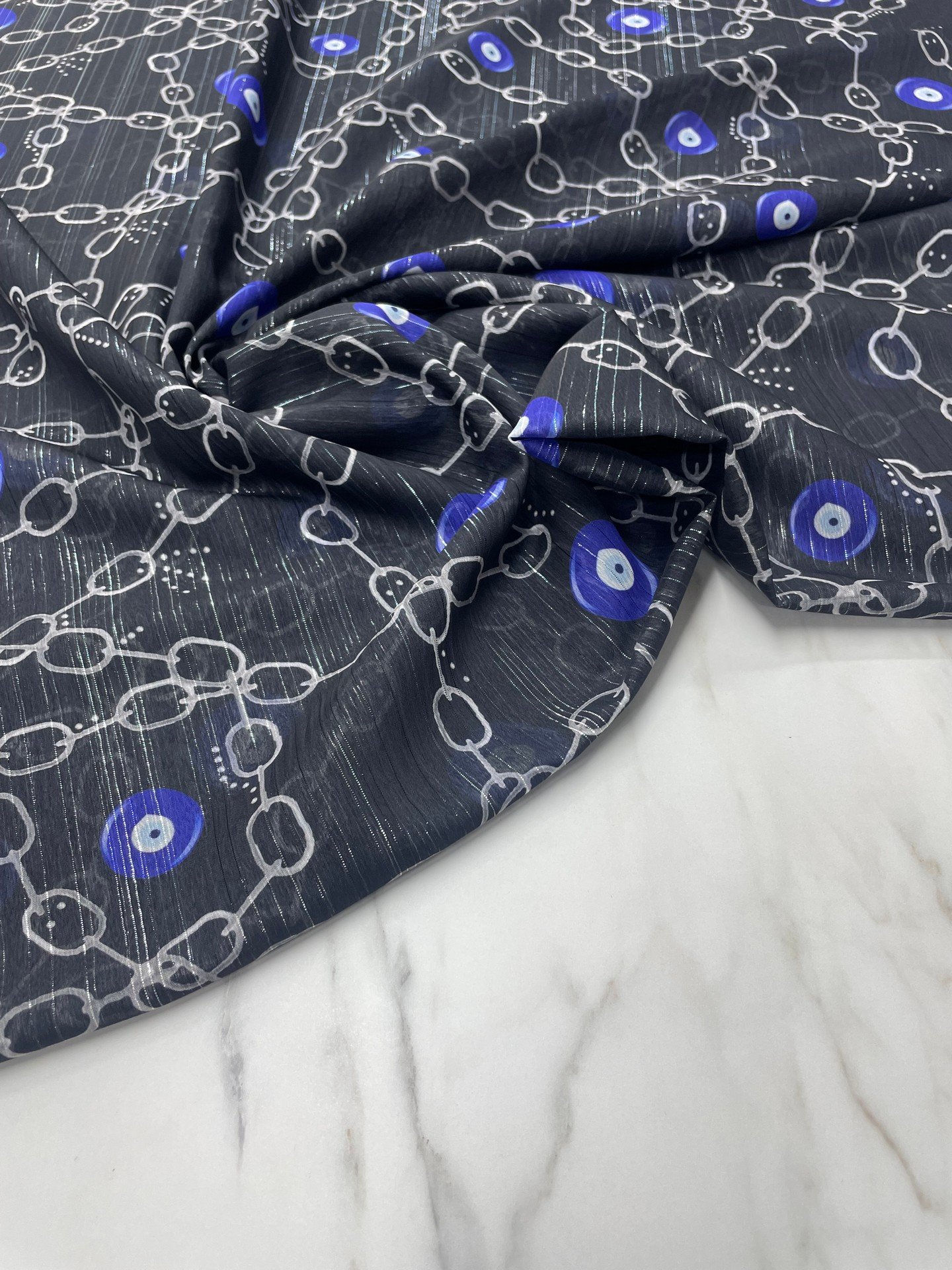 Desenli Simli Şifon Elbie Etek Gömlek Şal