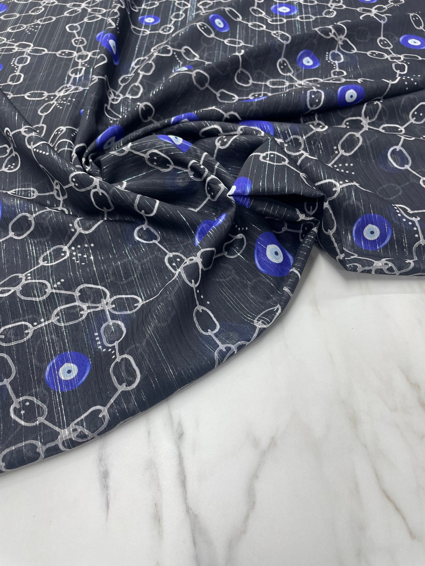 Desenli Simli Şifon Elbie Etek Gömlek Şal