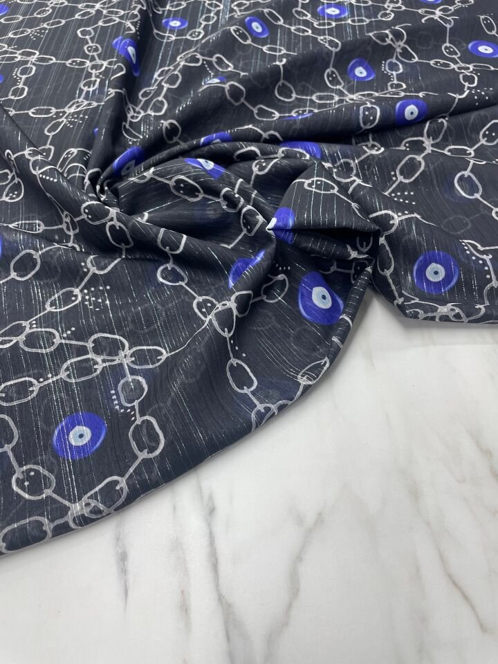 Desenli Simli Şifon Elbie Etek Gömlek Şal