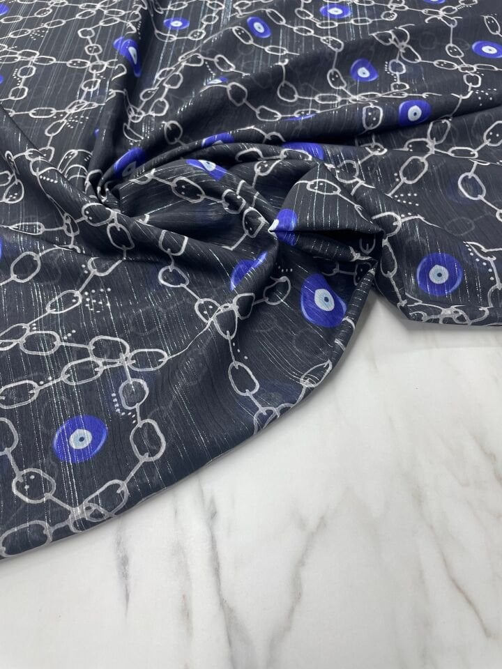 Desenli Simli Şifon Elbie Etek Gömlek Şal