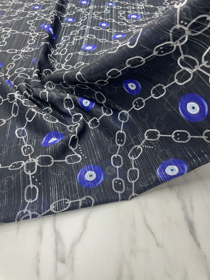 Desenli Simli Şifon Elbie Etek Gömlek Şal