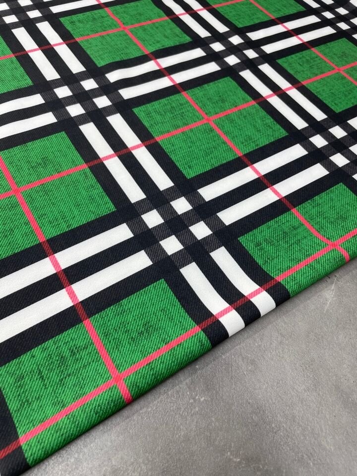 Ekose Desen Likralı Elbiselik Pantolonluk Dabıl Krep