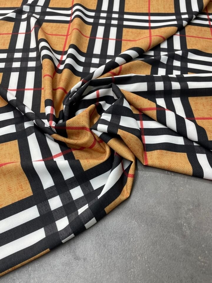 Ekose Desen Likralı Elbiselik Pantolonluk Dabıl Krep