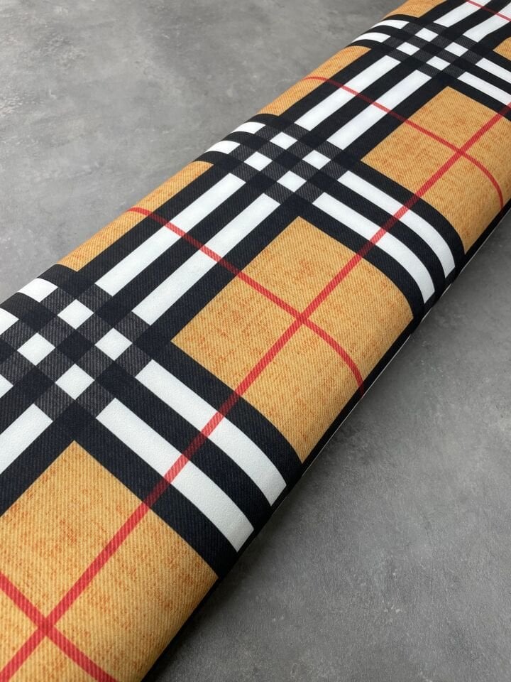 Ekose Desen Likralı Elbiselik Pantolonluk Dabıl Krep