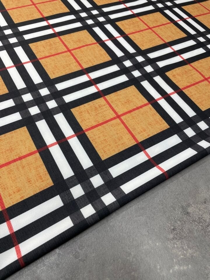 Ekose Desen Likralı Elbiselik Pantolonluk Dabıl Krep